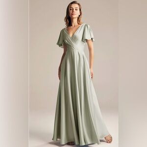 AW BRIDAL AW FURST DRESS Satin Charmeuse Sage Green BRIDESMAID